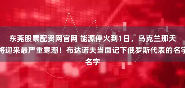 东莞股票配资网官网 能源停火到1日，乌克兰那天将迎来最严重寒潮！布达诺夫当面记下俄罗斯代表的名字